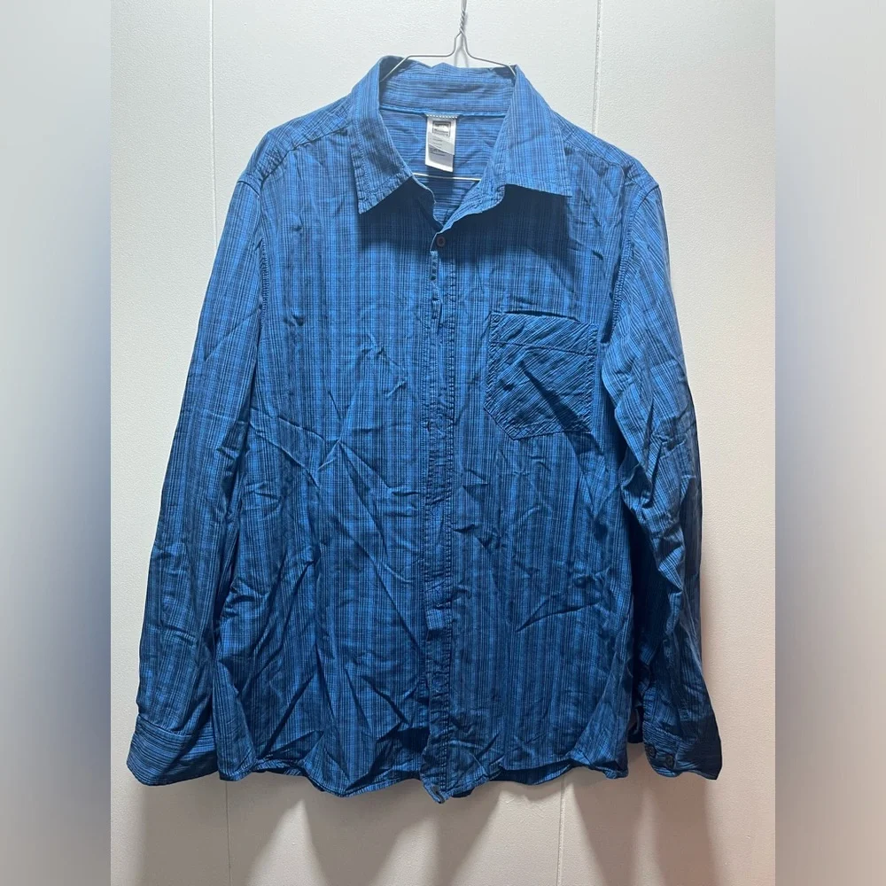 The‎ North Face Button Shirt Mens Size Large Blue Plaid Long Sleeve Hiking